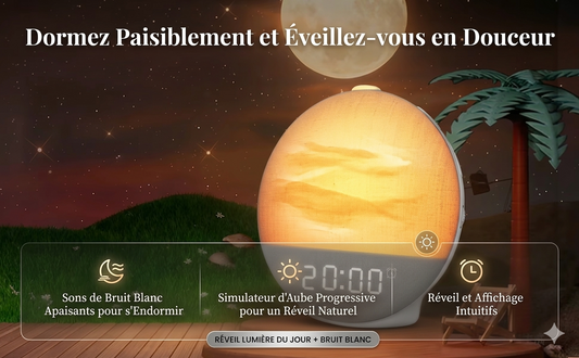Réveil Lumière du Jour avec Bruit Blanc & Haut-parleur Bluetooth